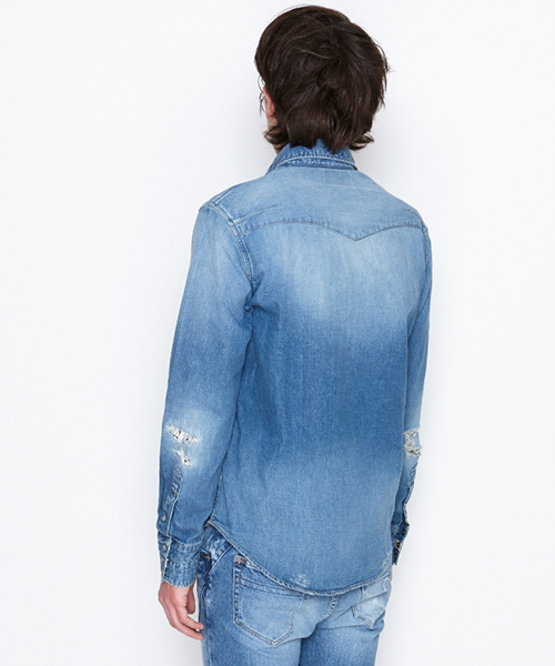 NUMBER (N)INE(ナンバーナイン)の「PULLOVER WESTERN SHIRTS_DENIM(DAMAGE_NOTE)(シャツ/ブラウス・メンズ・ブラック×ブラック/ブルー・4/3/2)」の18枚目の写真