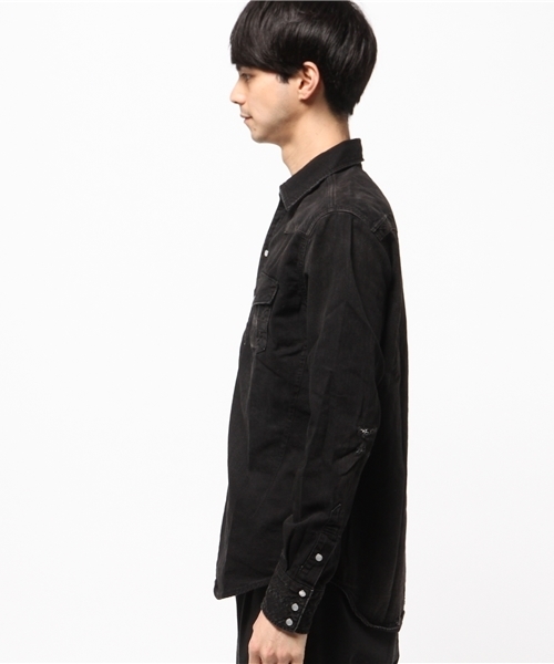 NUMBER (N)INE(ナンバーナイン)の「PULLOVER WESTERN SHIRTS_DENIM(DAMAGE_NOTE)(シャツ/ブラウス・メンズ・ブラック×ブラック/ブルー・4/3/2)」の8枚目の写真