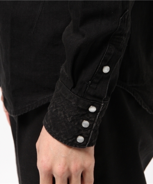 NUMBER (N)INE(ナンバーナイン)の「PULLOVER WESTERN SHIRTS_DENIM(DAMAGE_NOTE)(シャツ/ブラウス・メンズ・ブラック×ブラック/ブルー・4/3/2)」の3枚目の写真