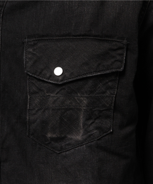 NUMBER (N)INE(ナンバーナイン)の「PULLOVER WESTERN SHIRTS_DENIM(DAMAGE_NOTE)(シャツ/ブラウス・メンズ・ブラック×ブラック/ブルー・4/3/2)」の4枚目の写真