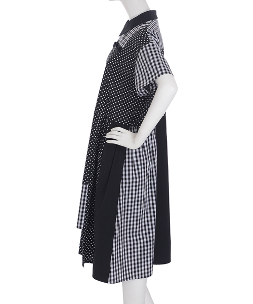 merry jenny（メリージェニー）の「パッチワークワンピース（ワンピース・レディース・ブラック/オフホワイト・FREE）」の4枚目の写真