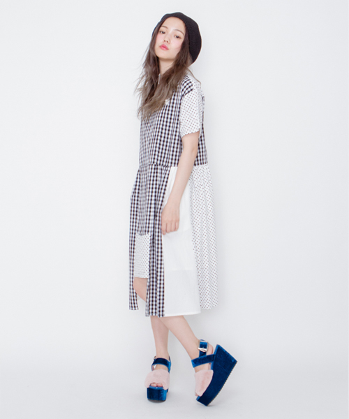 merry jenny（メリージェニー）の「パッチワークワンピース（ワンピース・レディース・ブラック/オフホワイト・FREE）」の3枚目の写真