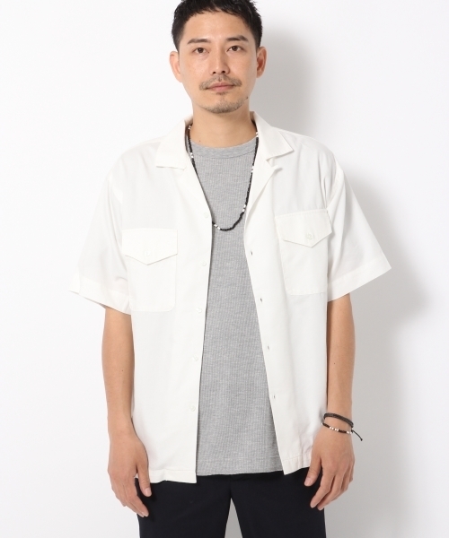 GLOBAL WORK(グローバルワーク)の「【吸水速乾】オープンカラーシャツ半袖/722718(シャツ/ブラウス・メンズ・ホワイト/ブラック・LARGE/SMALL/X-LARGE/MEDIUM)」の1枚目の写真