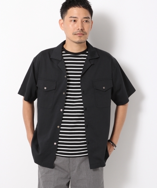 GLOBAL WORK(グローバルワーク)の「【吸水速乾】オープンカラーシャツ半袖/722718(シャツ/ブラウス・メンズ・ホワイト/ブラック・LARGE/SMALL/X-LARGE/MEDIUM)」の2枚目の写真