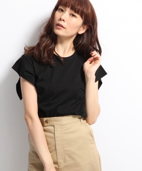 A part by（アパートバイ）の「CキモノソデSS　729227 （Tシャツ/カットソー・レディース・ブラック/チャコールグレー/ホワイト/レンガ・LARGE/MEDIUM）」の2枚目の写真