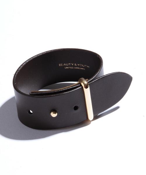 BEAUTY&YOUTH UNITED ARROWS(ビューティーアンドユースユナイテッドアローズ)の「BY ∴ イタリー レザー ワイド ブレスレット◆(ブレスレット・メンズ・ブラック/ダークブラウン・FREE)」の3枚目の写真
