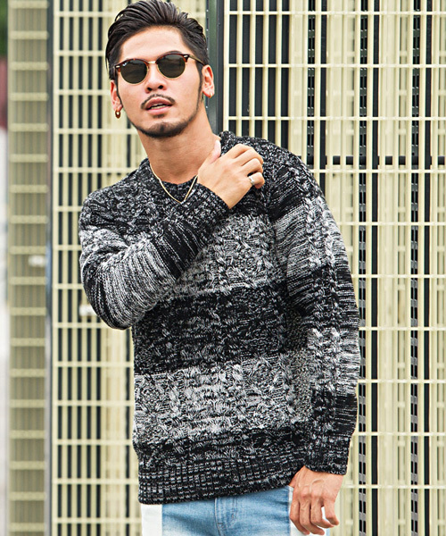 Vicci(ビッチ)の「『vicci/ヴィッチ』ケーブル編みクルーネック長袖ニットセーター(ニット/セーター・メンズ・ホワイト系その他/ホワイト系その他3/ワインレッド/ホワイト系その他6/ブラック/ブラック系その他2/グレー系その他/ブラック系その他/ミックスグレー/ネイビー/アイボリー/ホワイト系その他2/ホワイト系その他4/ホワイト系その他5/ライトグレー/キャメル/ベージュ/オフホワイト/パープル/レッド/カーキ/ホワイト系その他7/インディゴブルー/ピンク/ロイヤルブルー/モカ/グリーン・L/M/LARGE/44/MEDIUM/46/XL)」の15枚目の写真