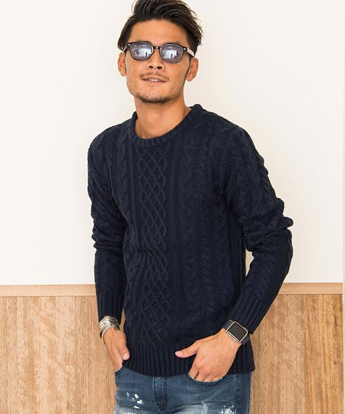 Vicci(ビッチ)の「『vicci/ヴィッチ』ケーブル編みクルーネック長袖ニットセーター(ニット/セーター・メンズ・ホワイト系その他/ホワイト系その他3/ワインレッド/ホワイト系その他6/ブラック/ブラック系その他2/グレー系その他/ブラック系その他/ミックスグレー/ネイビー/アイボリー/ホワイト系その他2/ホワイト系その他4/ホワイト系その他5/ライトグレー/キャメル/ベージュ/オフホワイト/パープル/レッド/カーキ/ホワイト系その他7/インディゴブルー/ピンク/ロイヤルブルー/モカ/グリーン・L/M/LARGE/44/MEDIUM/46/XL)」の20枚目の写真