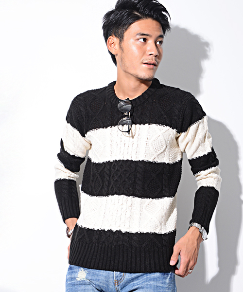 Vicci(ビッチ)の「『vicci/ヴィッチ』ケーブル編みクルーネック長袖ニットセーター(ニット/セーター・メンズ・ホワイト系その他/ホワイト系その他3/ワインレッド/ホワイト系その他6/ブラック/ブラック系その他2/グレー系その他/ブラック系その他/ミックスグレー/ネイビー/アイボリー/ホワイト系その他2/ホワイト系その他4/ホワイト系その他5/ライトグレー/キャメル/ベージュ/オフホワイト/パープル/レッド/カーキ/ホワイト系その他7/インディゴブルー/ピンク/ロイヤルブルー/モカ/グリーン・L/M/LARGE/44/MEDIUM/46/XL)」の8枚目の写真