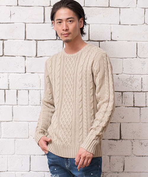 Vicci(ビッチ)の「『vicci/ヴィッチ』ケーブル編みクルーネック長袖ニットセーター(ニット/セーター・メンズ・ホワイト系その他/ホワイト系その他3/ワインレッド/ホワイト系その他6/ブラック/ブラック系その他2/グレー系その他/ブラック系その他/ミックスグレー/ネイビー/アイボリー/ホワイト系その他2/ホワイト系その他4/ホワイト系その他5/ライトグレー/キャメル/ベージュ/オフホワイト/パープル/レッド/カーキ/ホワイト系その他7/インディゴブルー/ピンク/ロイヤルブルー/モカ/グリーン・L/M/LARGE/44/MEDIUM/46/XL)」の17枚目の写真