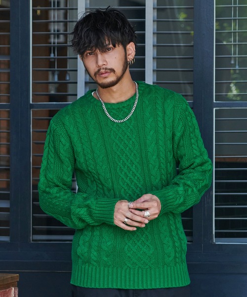 Vicci(ビッチ)の「『vicci/ヴィッチ』ケーブル編みクルーネック長袖ニットセーター(ニット/セーター・メンズ・ホワイト系その他/ホワイト系その他3/ワインレッド/ホワイト系その他6/ブラック/ブラック系その他2/グレー系その他/ブラック系その他/ミックスグレー/ネイビー/アイボリー/ホワイト系その他2/ホワイト系その他4/ホワイト系その他5/ライトグレー/キャメル/ベージュ/オフホワイト/パープル/レッド/カーキ/ホワイト系その他7/インディゴブルー/ピンク/ロイヤルブルー/モカ/グリーン・L/M/LARGE/44/MEDIUM/46/XL)」の19枚目の写真
