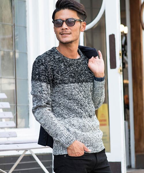 Vicci(ビッチ)の「『vicci/ヴィッチ』ケーブル編みクルーネック長袖ニットセーター(ニット/セーター・メンズ・ホワイト系その他/ホワイト系その他3/ワインレッド/ホワイト系その他6/ブラック/ブラック系その他2/グレー系その他/ブラック系その他/ミックスグレー/ネイビー/アイボリー/ホワイト系その他2/ホワイト系その他4/ホワイト系その他5/ライトグレー/キャメル/ベージュ/オフホワイト/パープル/レッド/カーキ/ホワイト系その他7/インディゴブルー/ピンク/ロイヤルブルー/モカ/グリーン・L/M/LARGE/44/MEDIUM/46/XL)」の13枚目の写真