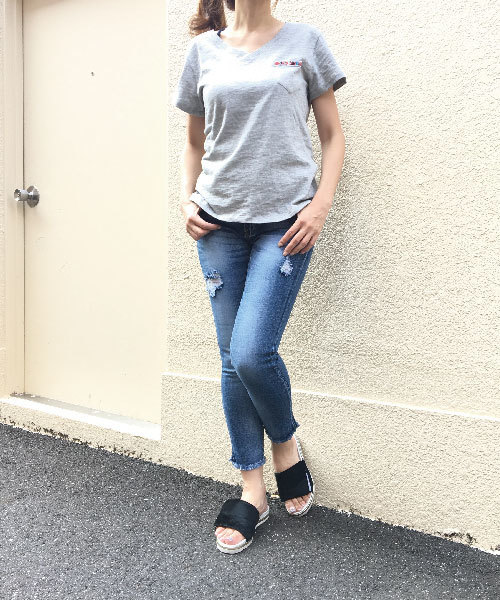 meJane（ミージェーン）の「ストレッチデニム裾フリンジスキニーパンツ（デニムパンツ・レディース・インディゴブルー/ブルー/ダークネイビー・L/SS/M/S/P）」の5枚目の写真