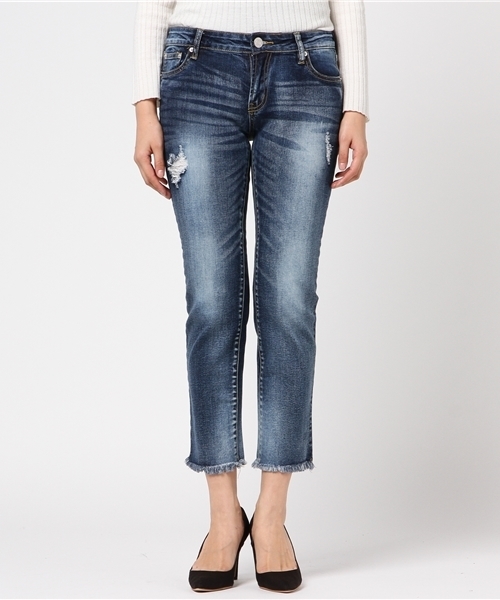 meJane（ミージェーン）の「ストレッチデニム裾フリンジスキニーパンツ（デニムパンツ・レディース・インディゴブルー/ブルー/ダークネイビー・L/SS/M/S/P）」の19枚目の写真