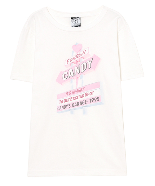 Candy Stripper(キャンディストリッパー)の「CANDY MOTEL TEE(Tシャツ/カットソー・レディース・オフホワイト/チャコールグレー/ライトブルー/ラベンダー・3/2/1)」の2枚目の写真