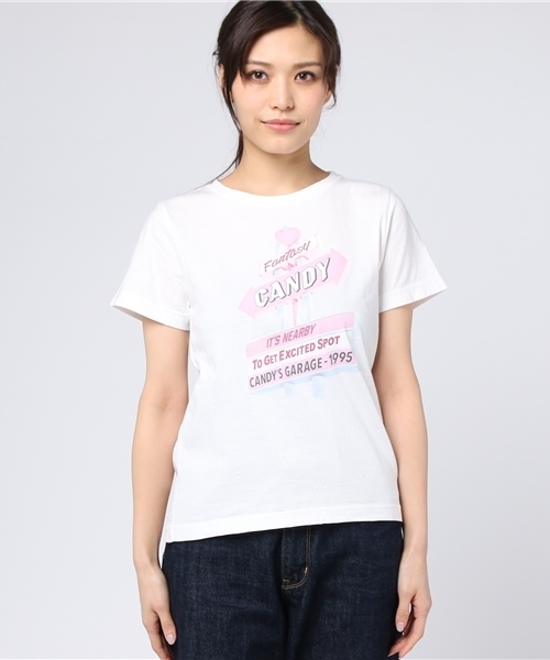 Candy Stripper(キャンディストリッパー)の「CANDY MOTEL TEE(Tシャツ/カットソー・レディース・オフホワイト/チャコールグレー/ライトブルー/ラベンダー・3/2/1)」の5枚目の写真