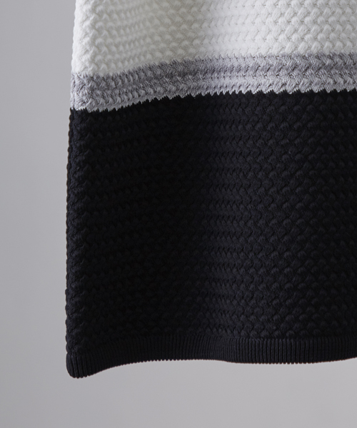 STUDIOUS（ステュディオス）の「バスケットボーダーニットTシャツ （ニット/セーター・メンズ・ブラック/グリーン・2/1）」の5枚目の写真