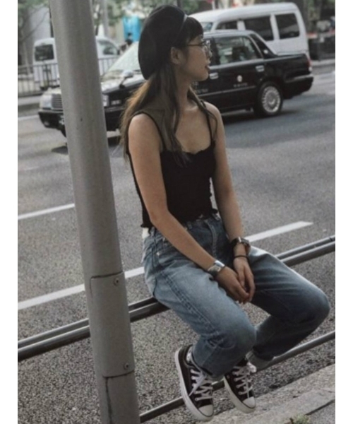 GYDA（ジェイダ）の「タイトシャーリングキャミ（キャミソール・レディース・グレー/オフホワイト/ブラック/ピンク・FREE）」の9枚目の写真