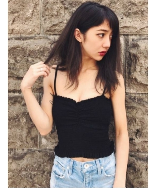 GYDA（ジェイダ）の「タイトシャーリングキャミ（キャミソール・レディース・グレー/オフホワイト/ブラック/ピンク・FREE）」の10枚目の写真