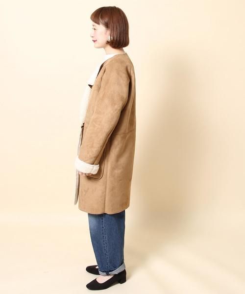 coen（コーエン）の「フェイクムートンノーカラーコート§（ムートン