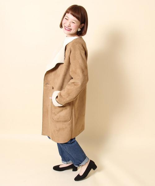 coen（コーエン）の「フェイクムートンノーカラーコート§（ムートン