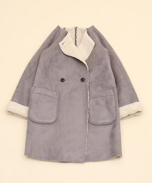 coen（コーエン）の「フェイクムートンノーカラーコート§（ムートンコート・レディース・ネイビー/グレー/ベージュ・LARGE/MEDIUM）」の12枚目の写真