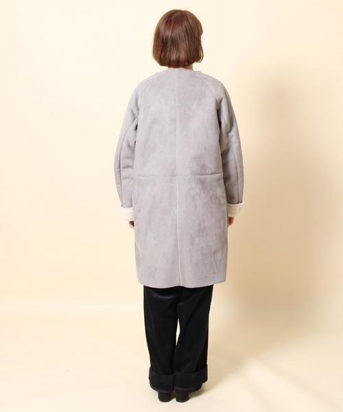 coen（コーエン）の「フェイクムートンノーカラーコート§（ムートン