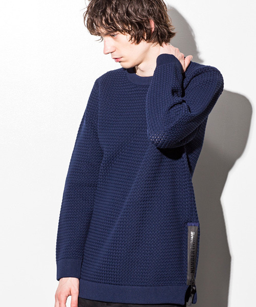 NUMBER (N)INE DENIM（ナンバーナインデニム）の「NUMBER (N)INE DENIM(ナンバーナインデニム)サイドZIPロングニットブルオーバー（ニット/セーター・メンズ・ブラック/ネイビー・SMALL/MEDIUM/LARGE）」の2枚目の写真