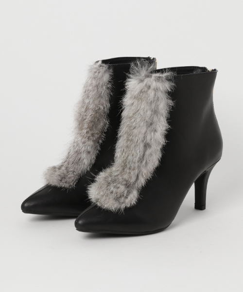 laboratory work（ラボラトリーワーク）の「ファーポイントショートブーツ（ブーツ・レディース・ブラック/ベージュ系その他・MEDIUM）」の10枚目の写真