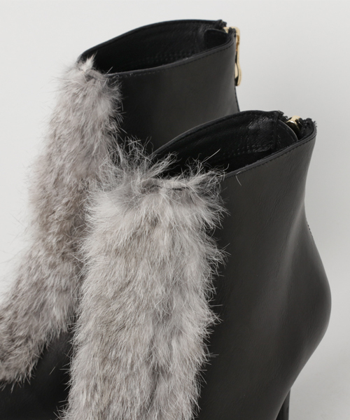 laboratory work（ラボラトリーワーク）の「ファーポイントショートブーツ（ブーツ・レディース・ブラック/ベージュ系その他・MEDIUM）」の5枚目の写真