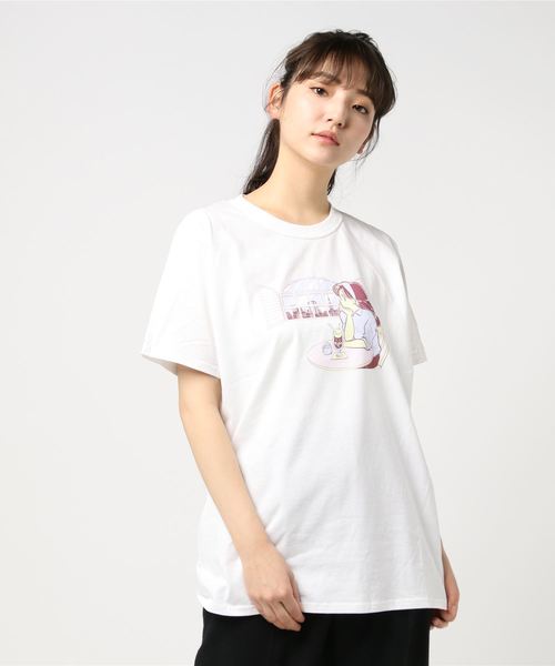 LOWRYS FARM（ローリーズファーム）の「イラストレーターT/SS　790698（Tシャツ/カットソー・レディース・その他1/ブルー系その他/ホワイト・SMALL/X-LARGE）」の4枚目の写真