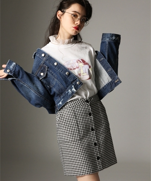 LOWRYS FARM（ローリーズファーム）の「イラストレーターT/SS　790698（Tシャツ/カットソー・レディース・その他1/ブルー系その他/ホワイト・SMALL/X-LARGE）」の15枚目の写真