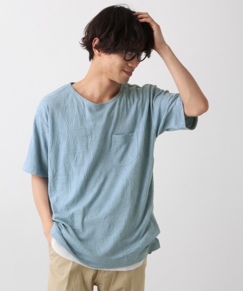 RAGEBLUE(レイジブルー)の「柄リンクスジャガードTシャツ/792391(Tシャツ/カットソー・メンズ・ネイビー/ライトブルー/グリーン/ホワイト/パープル/ベージュ・LARGE/MEDIUM/SMALL)」の1枚目の写真