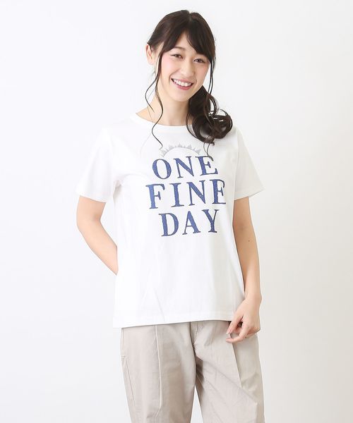 CUBE SUGAR（キューブシュガー）の「オーガニックコットンクルーTシャツ（Tシャツ/カットソー・レディース・ホワイト/イエロー/グリーン・M）」の2枚目の写真