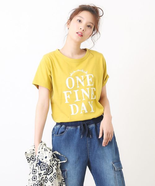 CUBE SUGAR（キューブシュガー）の「オーガニックコットンクルーTシャツ（Tシャツ/カットソー・レディース・ホワイト/イエロー/グリーン・M）」の3枚目の写真