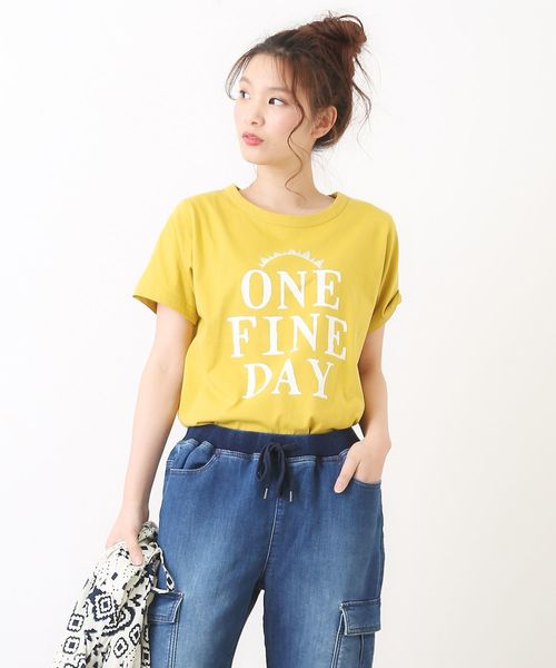 CUBE SUGAR（キューブシュガー）の「オーガニックコットンクルーTシャツ（Tシャツ/カットソー・レディース・ホワイト/イエロー/グリーン・M）」の4枚目の写真