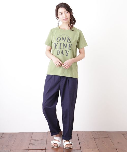 CUBE SUGAR（キューブシュガー）の「オーガニックコットンクルーTシャツ（Tシャツ/カットソー・レディース・ホワイト/イエロー/グリーン・M）」の14枚目の写真