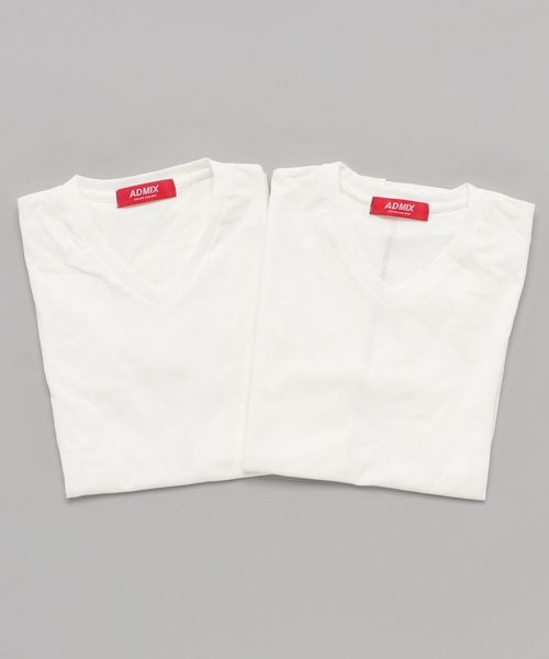 ADMIX/ATELIER SAB MEN（アドミックスアトリエサブメン）の「2枚セット Tシャツ ホワイトVネックT（無地・プリント）（Tシャツ/カットソー・メンズ・オフホワイト/ブラック・48/50/52）」の11枚目の写真