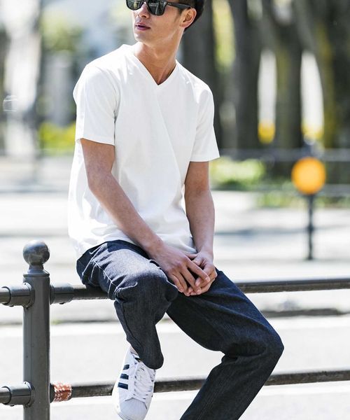 ADMIX/ATELIER SAB MEN（アドミックスアトリエサブメン）の「2枚セット Tシャツ ホワイトVネックT（無地・プリント）（Tシャツ/カットソー・メンズ・オフホワイト/ブラック・48/50/52）」の4枚目の写真