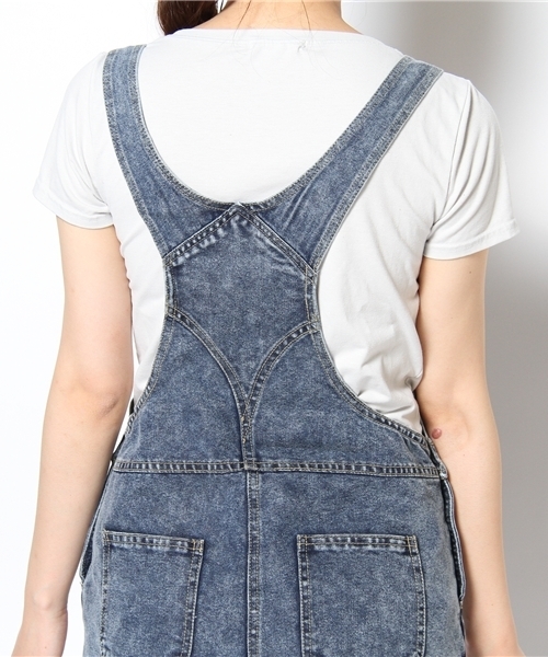 WEGO（ウィゴー）の「WEGO/デニムクロップドサロペット（サロペット/オーバーオール・レディース・ホワイト/インディゴブルー/ダークインディゴブルー・FREE）」の9枚目の写真