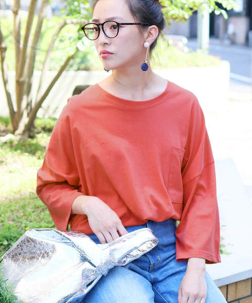 reca(レカ)の「ビッグシルエット ポケット付きスウェットカットソー(Tシャツ/カットソー・レディース・ホワイト/ブラック/パープル/レッド系その他・FREE)」の4枚目の写真