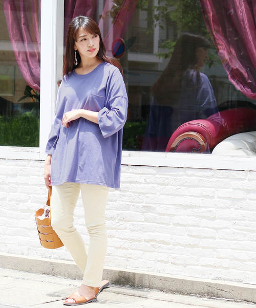 reca(レカ)の「ビッグシルエット ポケット付きスウェットカットソー(Tシャツ/カットソー・レディース・ホワイト/ブラック/パープル/レッド系その他・FREE)」の7枚目の写真