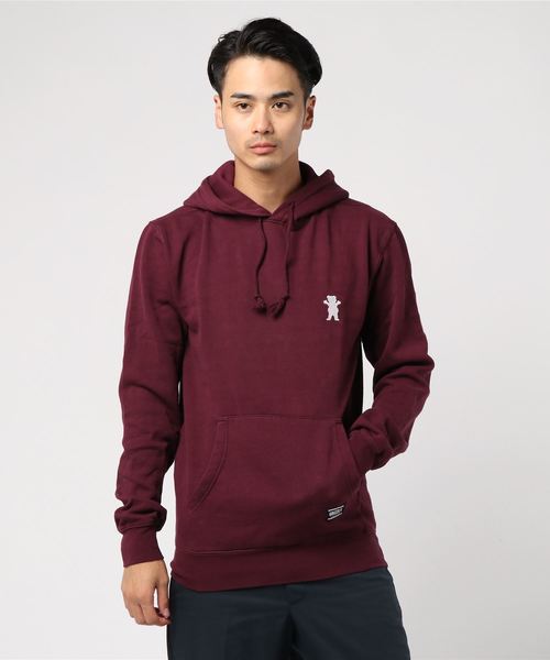GRIZZLY（グリズリー）の「OG BEAR EMBROIDERED SWEAT PARKA（パーカー・メンズ・ブラック/バーガンディー/ブラック×イエロー/ピンク・MEDIUM/LARGE/X-LARGE/SMALL）」の4枚目の写真