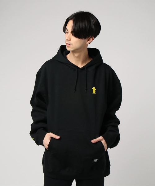 GRIZZLY（グリズリー）の「OG BEAR EMBROIDERED SWEAT PARKA（パーカー・メンズ・ブラック/バーガンディー/ブラック×イエロー/ピンク・MEDIUM/LARGE/X-LARGE/SMALL）」の3枚目の写真