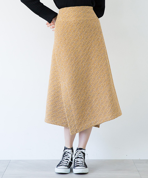 WRAPINKNOT(ラッピンノット)の「【WRAPINKNOT(ラッピンノット)】《STUDIOUS別注》WKジャガードライクスカート(スカート・レディース・ブラック/ベージュ・0/1)」の2枚目の写真