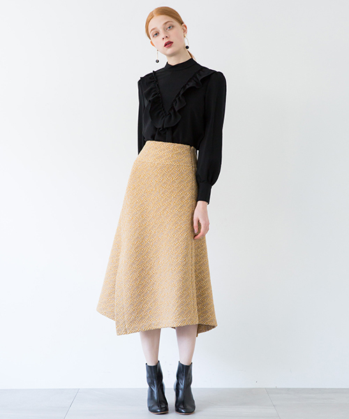 WRAPINKNOT(ラッピンノット)の「【WRAPINKNOT(ラッピンノット)】《STUDIOUS別注》WKジャガードライクスカート(スカート・レディース・ブラック/ベージュ・0/1)」の15枚目の写真