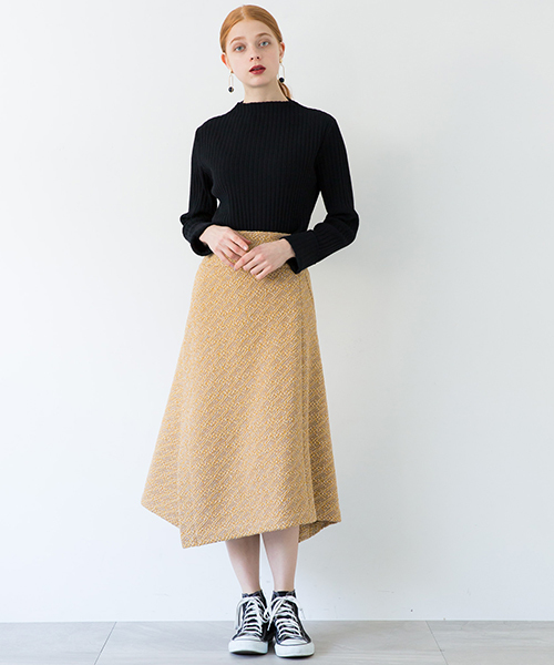 WRAPINKNOT(ラッピンノット)の「【WRAPINKNOT(ラッピンノット)】《STUDIOUS別注》WKジャガードライクスカート(スカート・レディース・ブラック/ベージュ・0/1)」の13枚目の写真