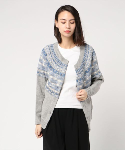 LBC（エルビーシー）の「フェアアイル柄2WAYプルオーバー（ニット/セーター・レディース・オフホワイト/グレー・M）」の4枚目の写真