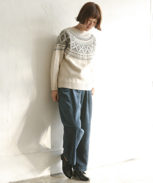 LBC（エルビーシー）の「フェアアイル柄2WAYプルオーバー（ニット/セーター・レディース・オフホワイト/グレー・M）」の5枚目の写真