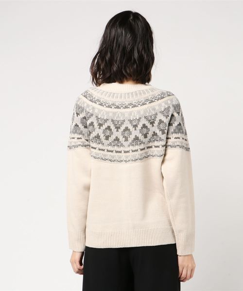 LBC（エルビーシー）の「フェアアイル柄2WAYプルオーバー（ニット/セーター・レディース・オフホワイト/グレー・M）」の8枚目の写真